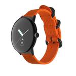 For Google Pixel Watch Woven Nylon Steel Buckle Watch Band(Orange+Black)