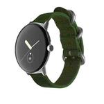 For Google Pixel Watch Woven Nylon Steel Buckle Watch Band(Army Green+Silver)