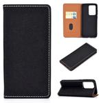 For Galaxy S20 Plus Solid Color Frosted Magnetic Horizontal Flip Leather Case with Card Slots & Holder(Black)