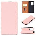 For Galaxy S20 Plus Solid Color Frosted Magnetic Horizontal Flip Leather Case with Card Slots & Holder(Pink)