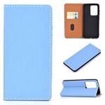 For Galaxy S20 Ultra Solid Color Frosted Magnetic Horizontal Flip Leather Case with Card Slots & Holder(Blue)