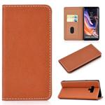 For Galaxy Note9 Solid Color Frosted Magnetic Horizontal Flip Leather Case with Card Slots & Holder(Brown)