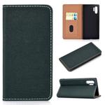 For Galaxy Note 10 Pro Solid Color Frosted Magnetic Horizontal Flip Leather Case with Card Slots & Holder(Green)