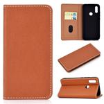 For Xiaomi Redmi 7 Solid Color Frosted Magnetic Horizontal Flip Leather Case with Card Slots & Holder(Brown)