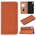 For Xiaomi Redmi 7A Solid Color Frosted Magnetic Horizontal Flip Leather Case with Card Slots & Holder(Brown)