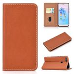 For Xiaomi 8 Lite Solid Color Frosted Magnetic Horizontal Flip Leather Case with Card Slots & Holder(Brown)