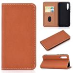 For Xiaomi 9 SE Solid Color Frosted Magnetic Horizontal Flip Leather Case with Card Slots & Holder(Brown)