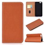 For iPhone 6 / 6s Solid Color Frosted Magnetic Horizontal Flip Leather Case with Card Slots & Holder(Brown)