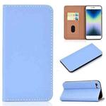 For iPhone SE 2022 / SE 2020 / 8 / 7 Solid Color Frosted Magnetic Horizontal Flip Leather Case with Card Slots & Holder(Blue)