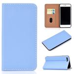 For iPhone 7 Plus / 8 Plus Solid Color Frosted Magnetic Horizontal Flip Leather Case with Card Slots & Holder(Blue)