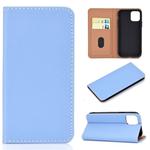 For iPhone 11 Pro Max Solid Color Frosted Magnetic Horizontal Flip Leather Case with Card Slots & Holder(Blue)