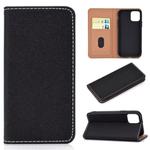 For iPhone 11 Pro Solid Color Frosted Magnetic Horizontal Flip Leather Case with Card Slots & Holder(Black)