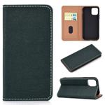For iPhone 11 Solid Color Frosted Magnetic Horizontal Flip Leather Case with Card Slots & Holder(Green)