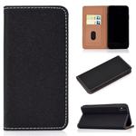 For iPhone X / XS Solid Color Frosted Magnetic Horizontal Flip Leather Case with Card Slots & Holder(Black)