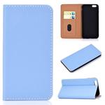 For iPhone 6 Plus Solid Color Frosted Magnetic Horizontal Flip Leather Case with Card Slots & Holder(Blue)