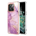 For OnePlus 10T 5G / Ace Pro Electroplating Marble Dual-side IMD Phone Case(Purple 001)