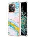 For OnePlus 10T 5G / Ace Pro Electroplating Marble Dual-side IMD Phone Case(Green 004)