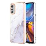 For Motorola Moto E32 4G / E32s Electroplating Marble Dual-side IMD Phone Case(White 006)