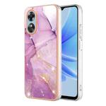 For OPPO A17 Electroplating Marble Dual-side IMD Phone Case(Purple 001)