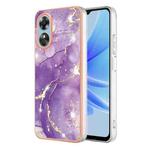 For OPPO A17 Electroplating Marble Dual-side IMD Phone Case(Purple 002)