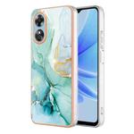 For OPPO A17 Electroplating Marble Dual-side IMD Phone Case(Green 003)