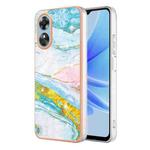 For OPPO A17 Electroplating Marble Dual-side IMD Phone Case(Green 004)