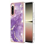 For Sony Xperia 5 IV Electroplating Marble Dual-side IMD Phone Case(Purple 002)