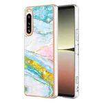 For Sony Xperia 5 IV Electroplating Marble Dual-side IMD Phone Case(Green 004)