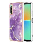 For Sony Xperia 10 IV Electroplating Marble Dual-side IMD Phone Case(Purple 002)