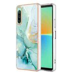 For Sony Xperia 10 IV Electroplating Marble Dual-side IMD Phone Case(Green 003)
