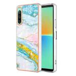 For Sony Xperia 10 IV Electroplating Marble Dual-side IMD Phone Case(Green 004)