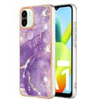 For Xiaomi Redmi A1 Electroplating Marble Dual-side IMD Phone Case(Purple 002)