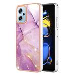For Xiaomi Redmi Note 11T Pro / Note 11T Pro+ Electroplating Marble Dual-side IMD Phone Case(Purple 001)