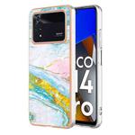 For Xiaomi Poco M4 Pro 4G Electroplating Marble Dual-side IMD Phone Case(Green 004)