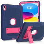 For iPad 10th Gen 10.9 2022 Contrast Color Robot Silicone + PC Tablet Cas(Navy Blue+Rose Red)