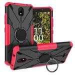 For Nokia C100 Armor Bear Shockproof PC + TPU Phone Case with Ring Holder(Rose Red)