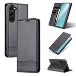 For Samsung Galaxy S23 5G AZNS Magnetic Calf Texture Flip Leather Phone Case(Black)