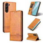 For Samsung Galaxy S23 5G AZNS Magnetic Calf Texture Flip Leather Phone Case(Light Brown)