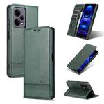 For Xiaomi Redmi Note 12 Pro 5G China / Note 12 Pro 5G+ China AZNS Magnetic Calf Texture Flip Leather Phone Case(Dark Green)