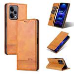 For Xiaomi Redmi Note 12 Pro 5G China / Note 12 Pro 5G+ China AZNS Magnetic Calf Texture Flip Leather Phone Case(Light Brown)