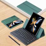 For Samsung Galaxy Z Fold4 GKK Magnetic Folding Bluetooth Keyboard Leather Case with Touchpad / Pen(Dark Green)