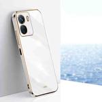 For vivo iQOO Z6 XINLI Straight 6D Plating Gold Edge TPU Phone Case(White)
