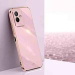 For vivo T2x XINLI Straight 6D Plating Gold Edge TPU Phone Case(Cherry Purple)