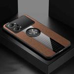For OPPO K10 Pro XINLI Stitching Cloth Textue TPU Phone Case with Ring Holder(Brown)