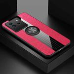 For vivo iQOO Neo 6 XINLI Stitching Cloth Textue TPU Phone Case with Ring Holder(Red)