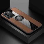 For vivo S15 Pro XINLI Stitching Cloth Textue TPU Phone Case with Ring Holder(Brown)
