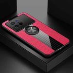 For vivo X80 XINLI Stitching Cloth Textue TPU Phone Case with Ring Holder(Red)