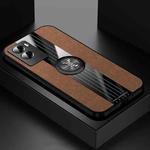 For vivo Y55s 5G XINLI Stitching Cloth Textue TPU Phone Case with Ring Holder(Brown)