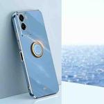 For vivo Y55s 5G XINLI Straight Edge 6D Electroplate TPU Phone Case with Ring Holder(Celestial Blue)