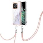 For OnePlus 10T 5G / Ace Pro Electroplating Marble Dual-side IMD Phone Case with Lanyard(White 006)